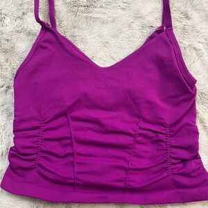 NWOT Free People Good Karma Ruched Crop Tank XS/S Deep Mulberry $19
